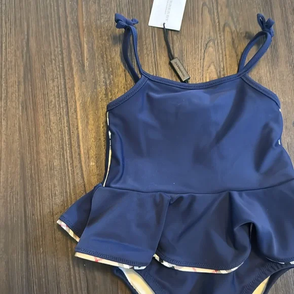 NWT 6M Burberry swim suit skirted blue - Picture 2 of 4